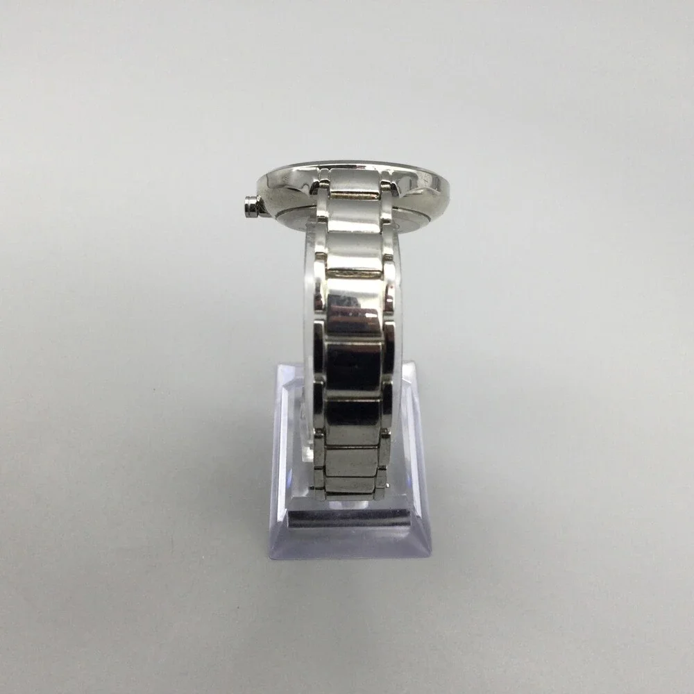 Nine West Womens Watch 36mm Silver Tone Pink Glitter Dial NW23837 New Battery 7
